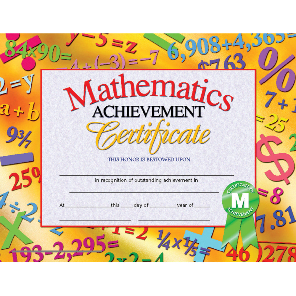 Hayes Certificates, 8-1/2in x 11in, Mathematics Achievement, 30 Certificates Per Pack, Set Of 3 Packs