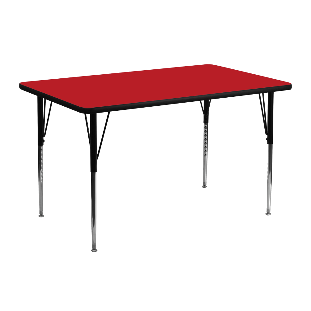 Flash Furniture 48inW Rectangular HP Laminate Activity Table With Standard Height-Adjustable Legs, Red