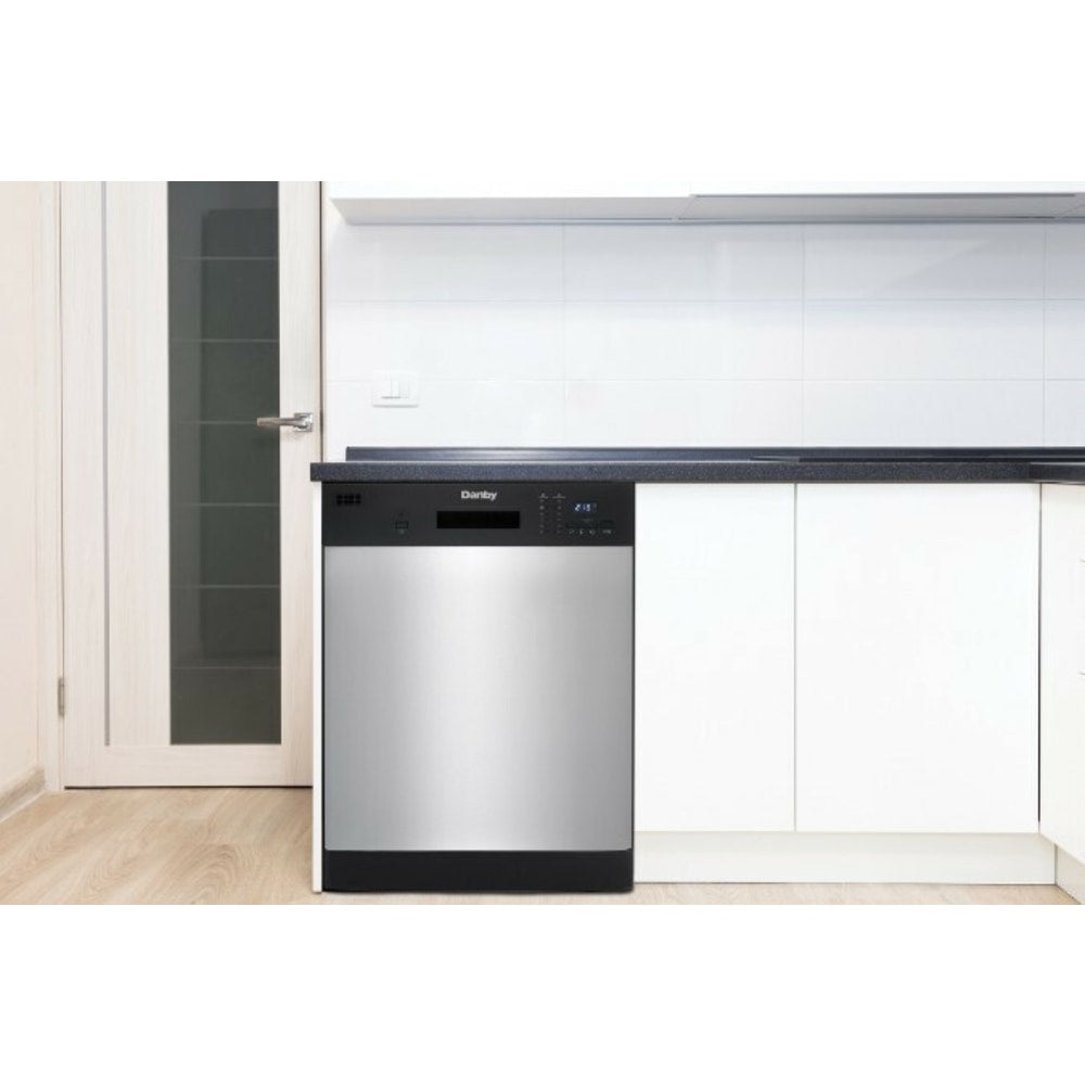 Danby 24in Stainless Full Size Dishwasher - 24in - Built-in - 12 Place Settings - 52 dB - Black