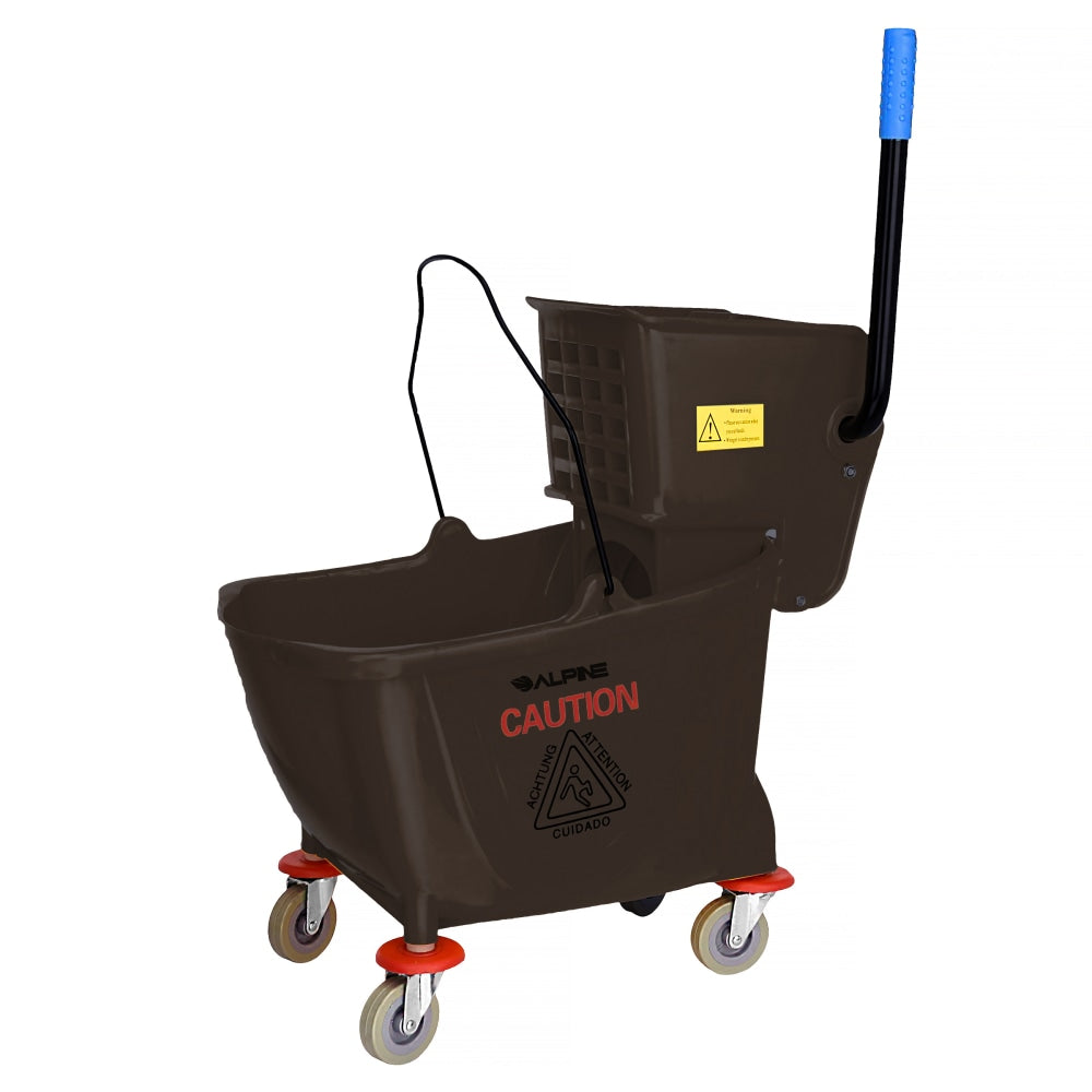 Alpine PVC Mop Bucket With Side Wringer, 36 Qt, 35inH x 15inW x 25inD, Brown