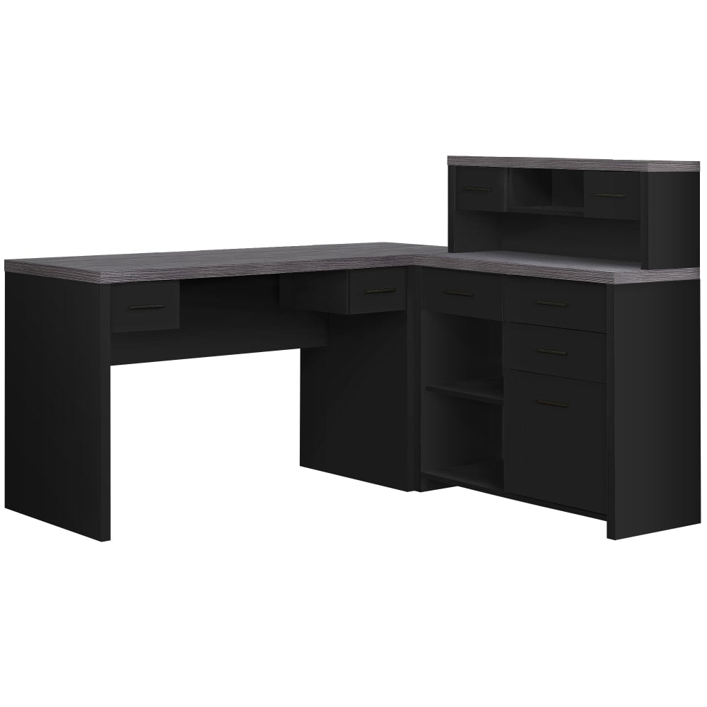 Monarch Specialties Jade 63inW L-Shaped Computer Desk With 59inW Return, Black/Gray