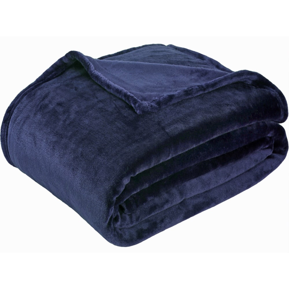 Sedona House Premium Microfiber Velvet Plush Flannel Throw Blanket, 90in x 108in King, Blue