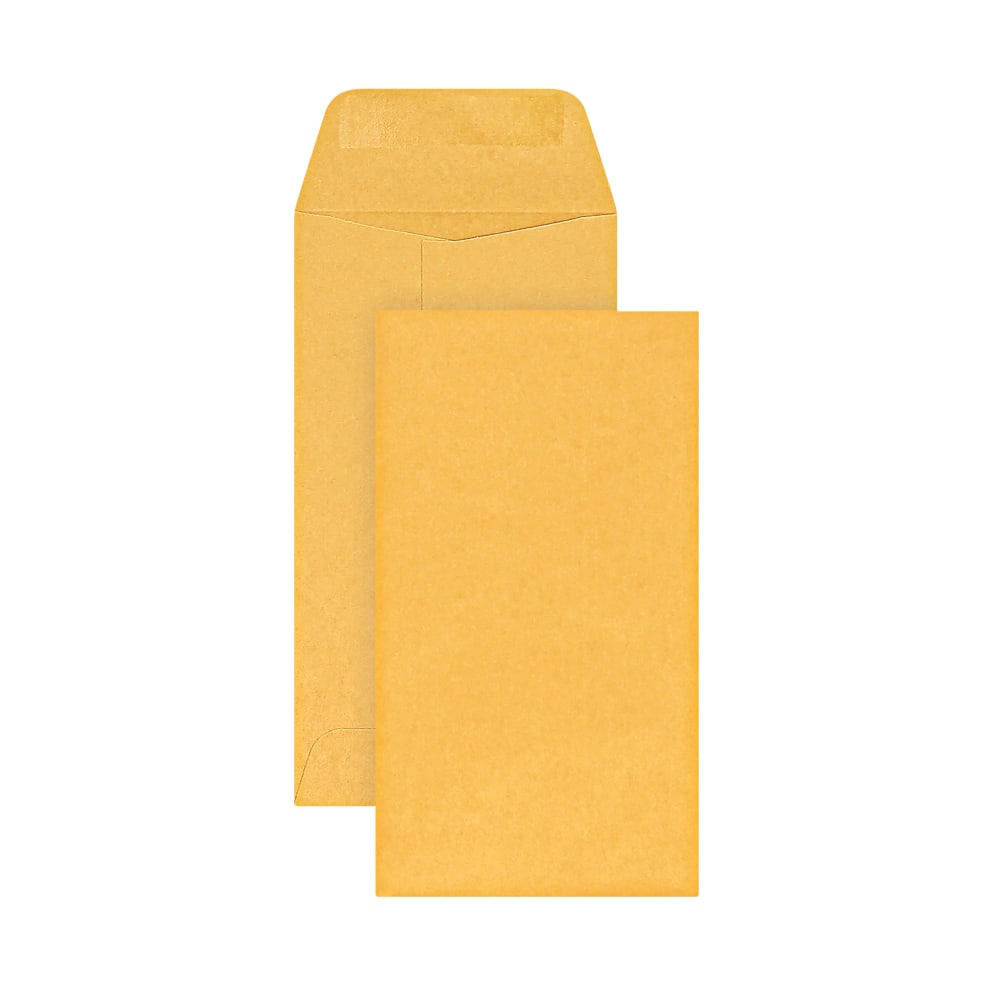 Office Depot Brand Coin Envelopes, 3-1/2in x 6-1/2in, Gummed Seal, Manila, Box Of 500