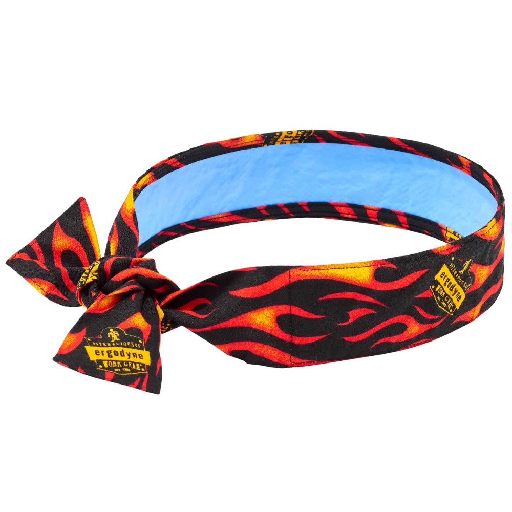 Ergodyne Chill-Its 6700CT Evaporative Cooling Tie Bandanas With Cooling Towel, Flames, Pack Of 6 Bandanas