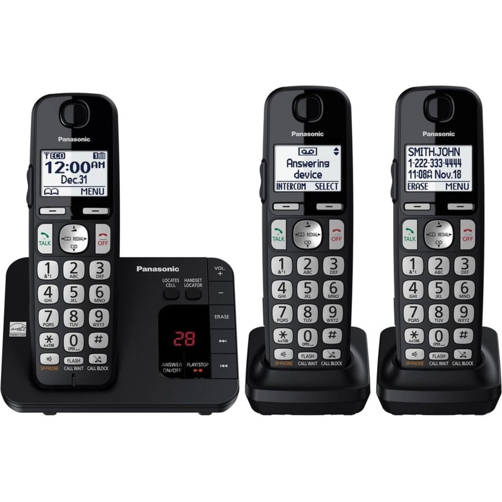 Panasonic DECT 6.0 Expandable 3-Handset Digital Cordless Phone System With Digital Answering Machine, KX-TGE433B