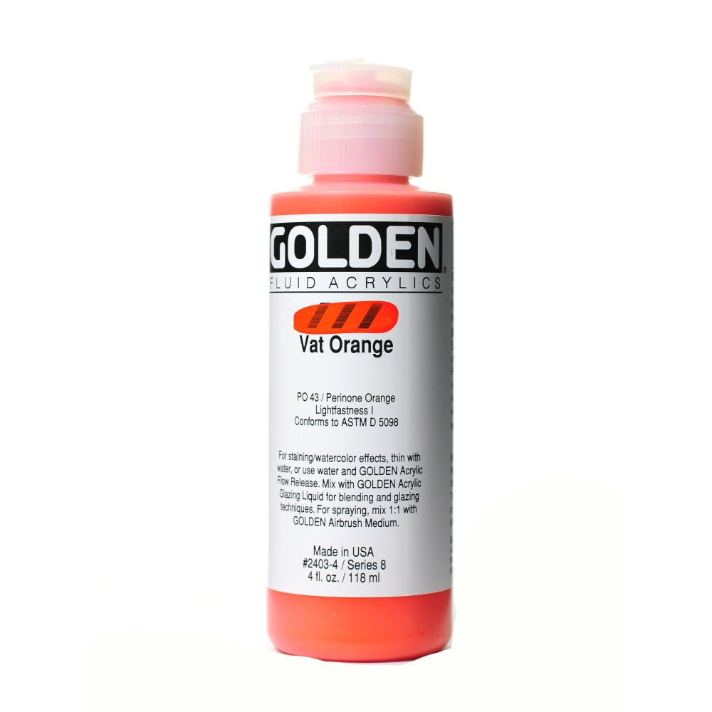 Golden Fluid Acrylic Paint, 4 Oz, Vat Orange