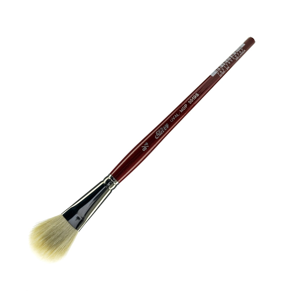 Silver Brush Mop Paint Brush, 3/4in, Oval Bristle, Goat Hair, Dark Red