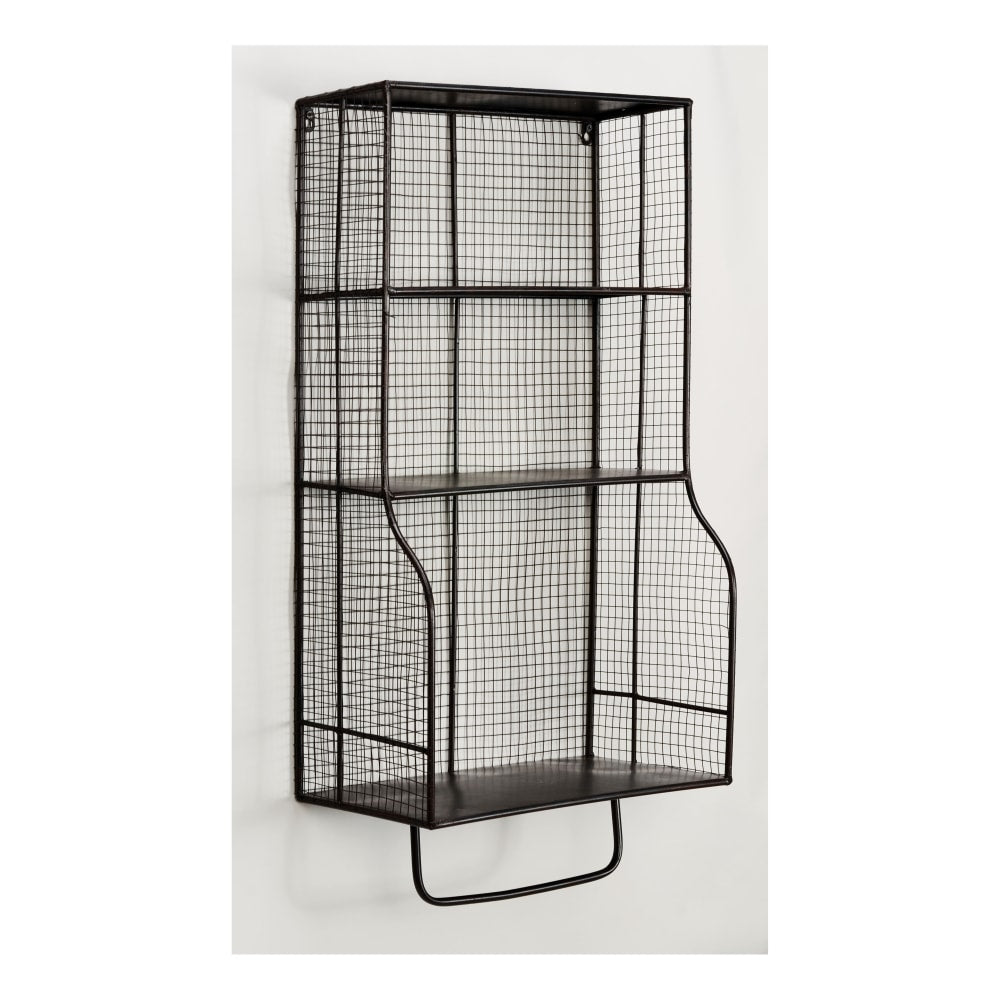 Linon Tate Home Office Metal Wall Organizer, 34inH x 16-7/8inW x 9-3/5inD, Black