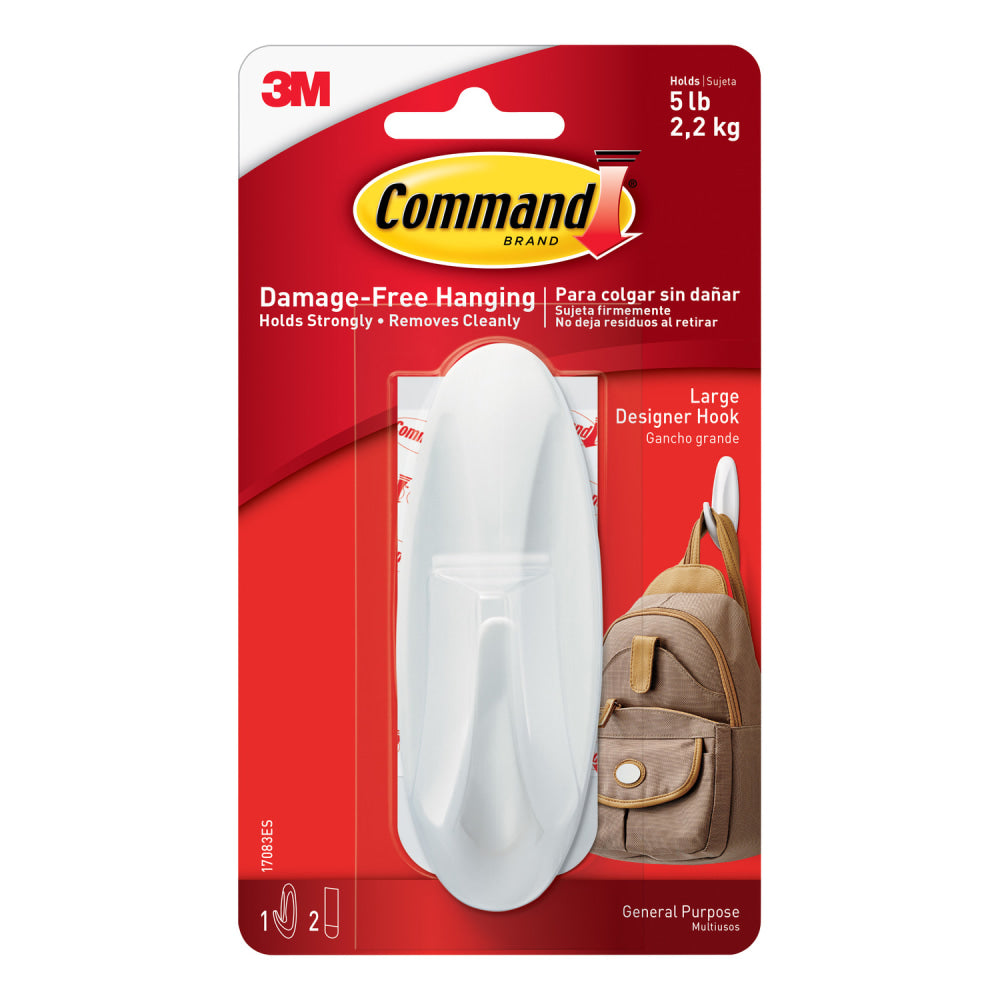 3M Command General Purpose Removable Plastic Hook, Large