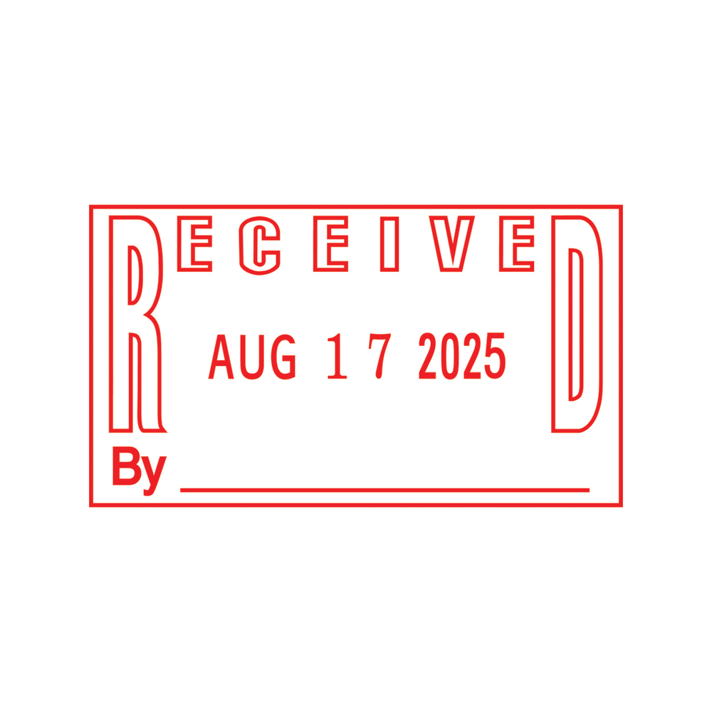 2000 PLUS Received Date Stamp Dater, Easy Select Self-Inking RECEIVED Date Stamp Dater, 1 7/8in x 1in Impression, Red Ink