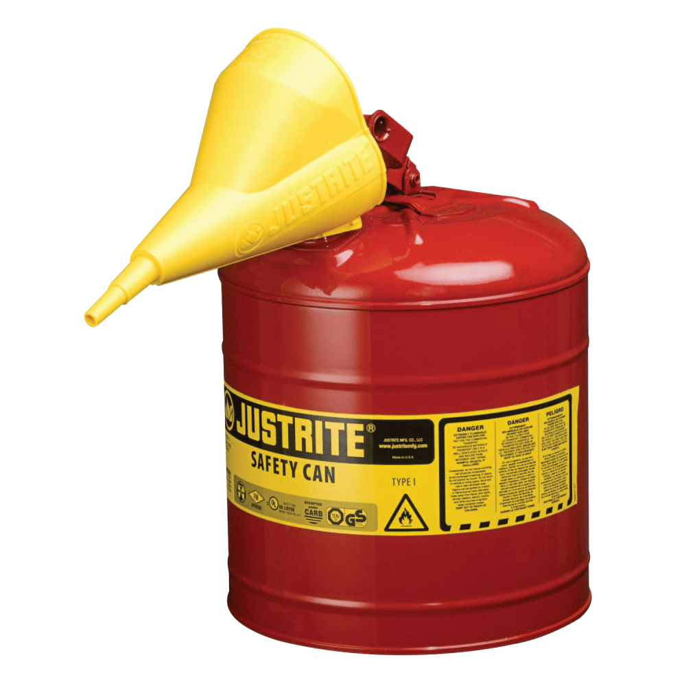 Justrite Type I Safety Can For Flammables, 2.5 Gallon, Red