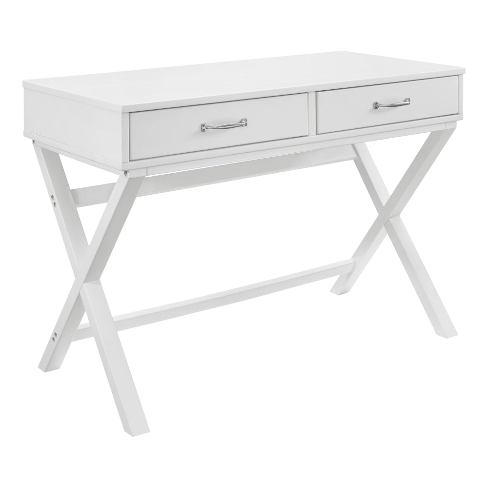 Linon Frances 42inW Home Office Computer Desk With Drawers, White