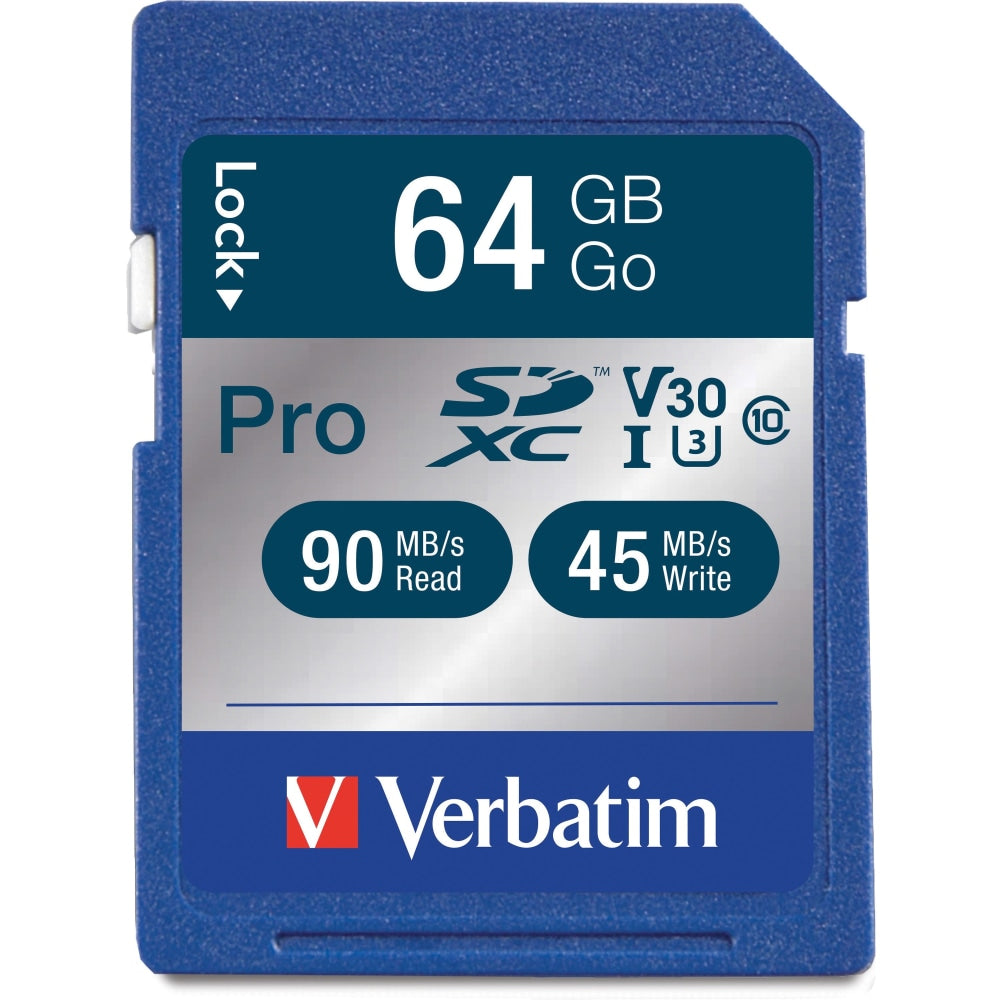 Verbatim 64GB Pro 600X SDXC Memory Card, UHS-1 Class 10 - 64GB SDXC - 1pk