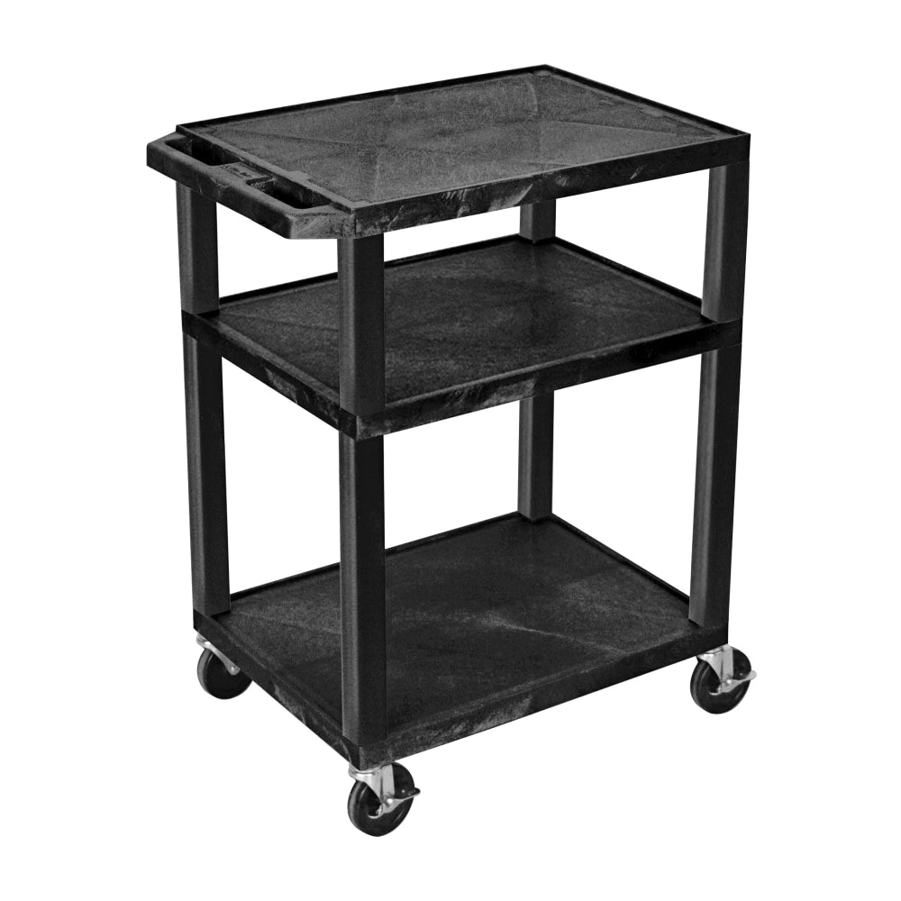 H. Wilson Luxor Tuffy 3-Shelf Cart, 24inW x 18inD, Black