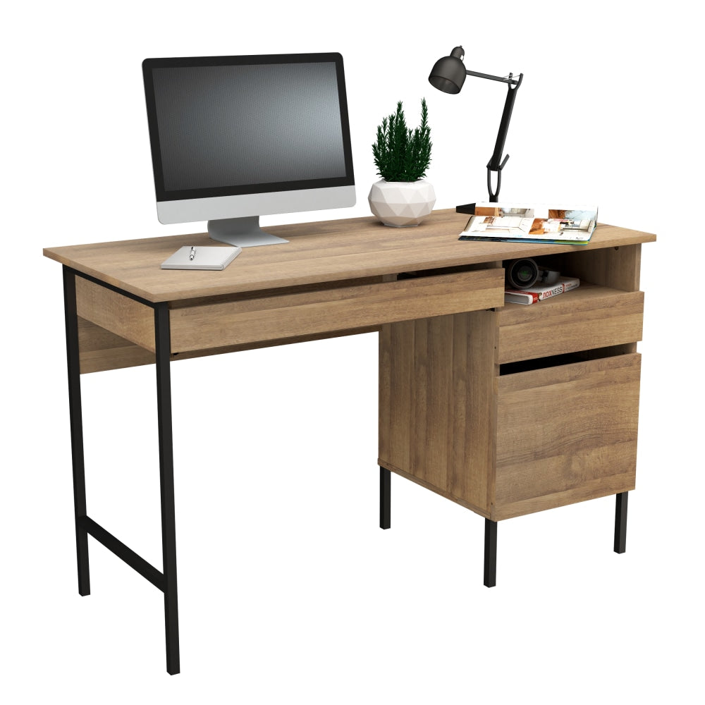 Inval 48inW Computer Desk With Slide-Out Keyboard Tray, Amaretto