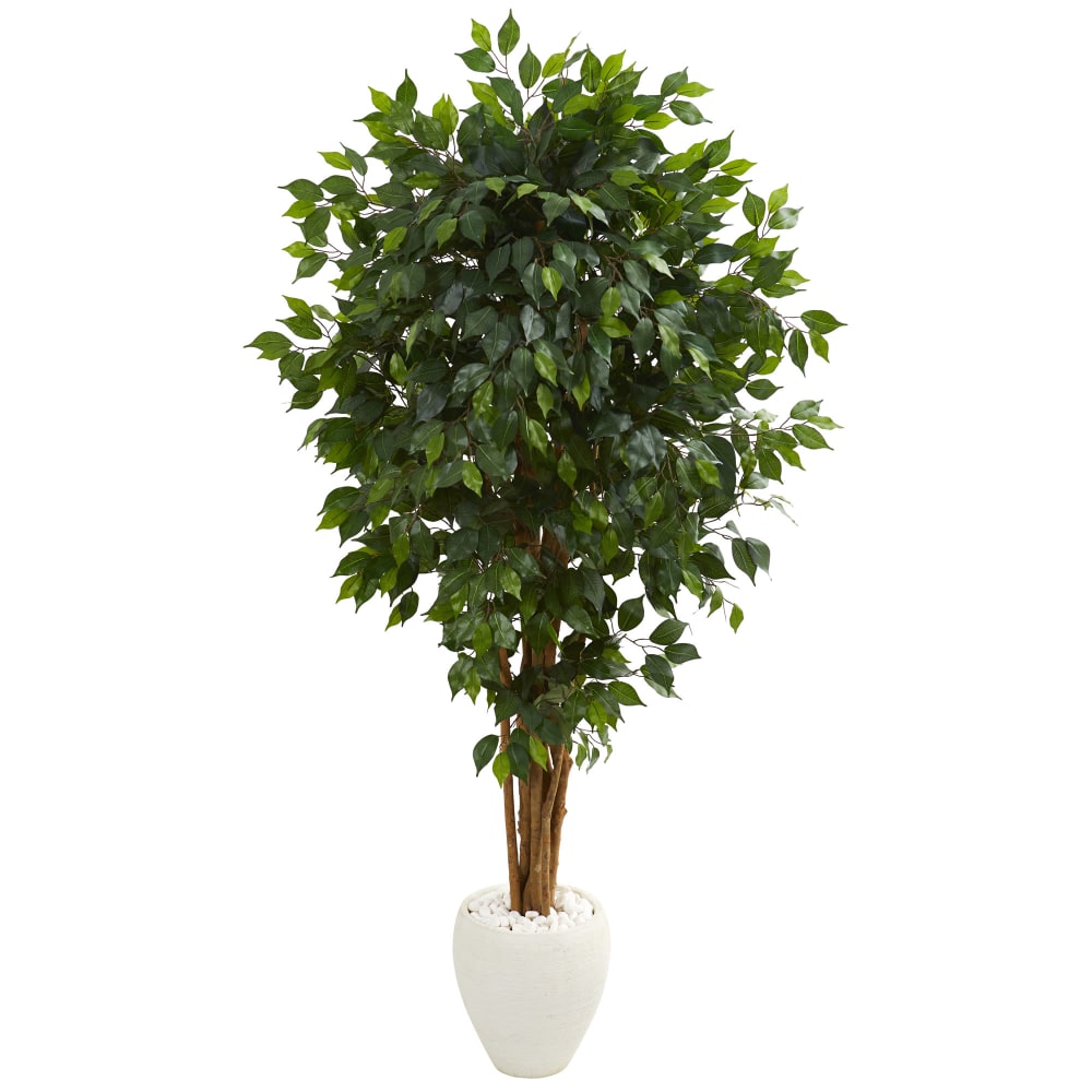 Nearly Natural Ficus 72inH Artificial Tree With Planter, 72inH x 37inW x 30inD, Green