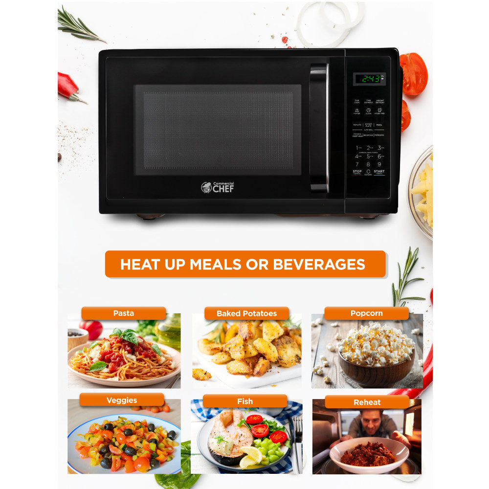 Commercial Chef 0.9 Cu. Ft. Countertop Microwave, Black