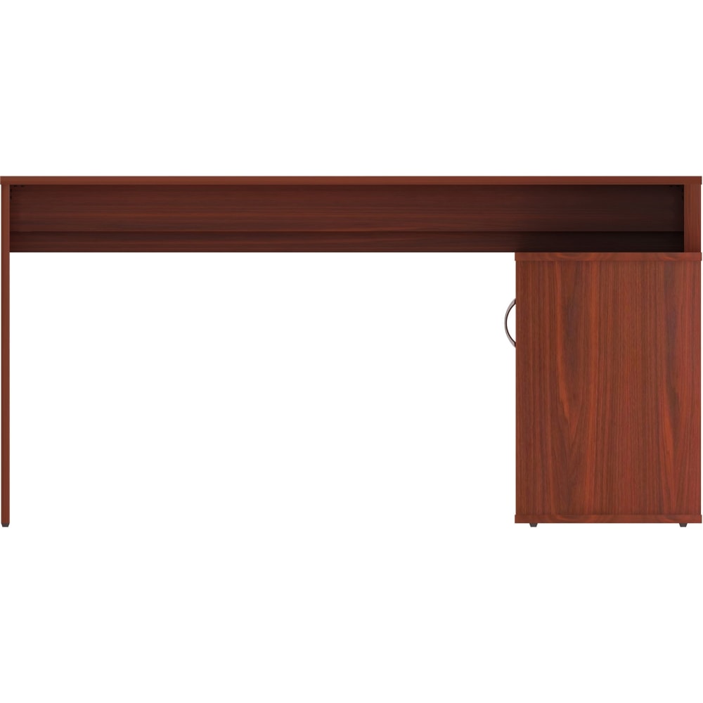 LYS L-Shape Workstation with Cabinet - For - Table TopLaminated L-shaped Top - 200 lb Capacity - 29.50in Height x 60in Width x 47.25in Depth - Assembly Required - Mahogany - Particleboard - 1 Each