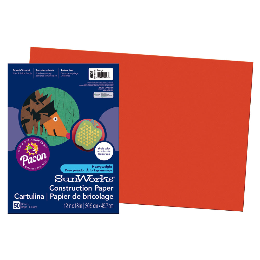 Prang Construction Paper, 12in x 18in, Orange, Pack Of 50