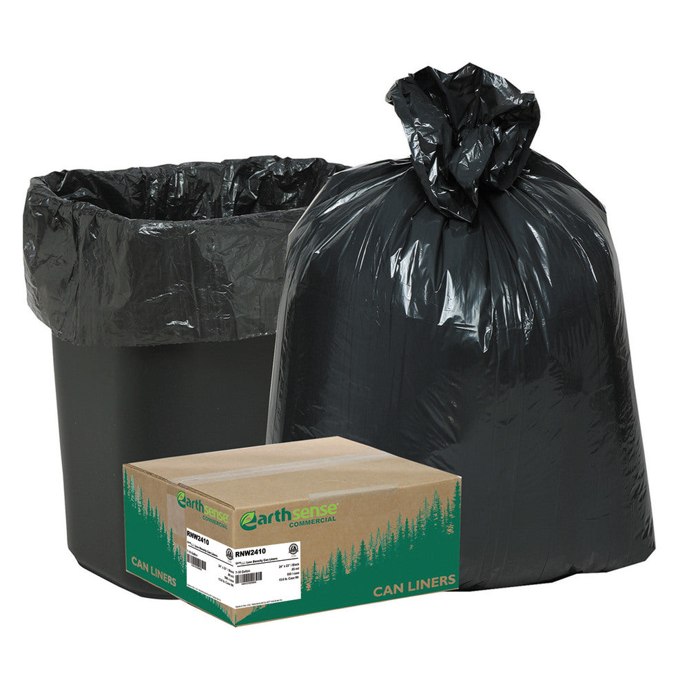 Webster EarthSense 0.65 mil Trash Bags, 10 gal, 24inH x 23inW, 75% Recycled, Black, 500 Bags