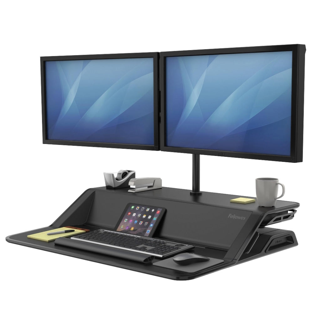 Fellowes Lotus Fully Assembled Effortless Adjustable Sit-Stand Workstation, 32.75in W x 24.25inD, Black