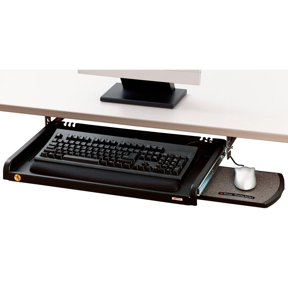 3M Underdesk Adjustable Keyboard Drawer With Wrist Rest, Black