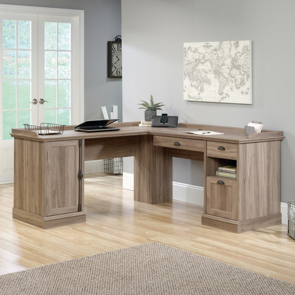 Sauder Barrister Lane 69inW L-Shaped Computer Desk, Salt Oak