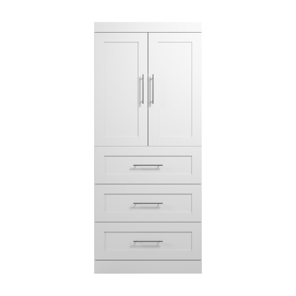 Bestar Pur 36inW Wardrobe With 3 Drawers, White