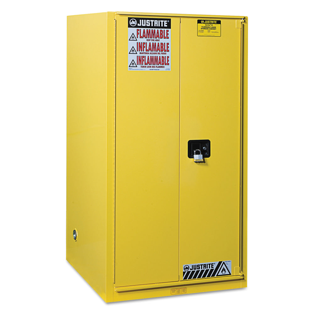 Safety Cabinets for Combustibles, Manual-Closing Cabinet, 96 Gallon, Yellow