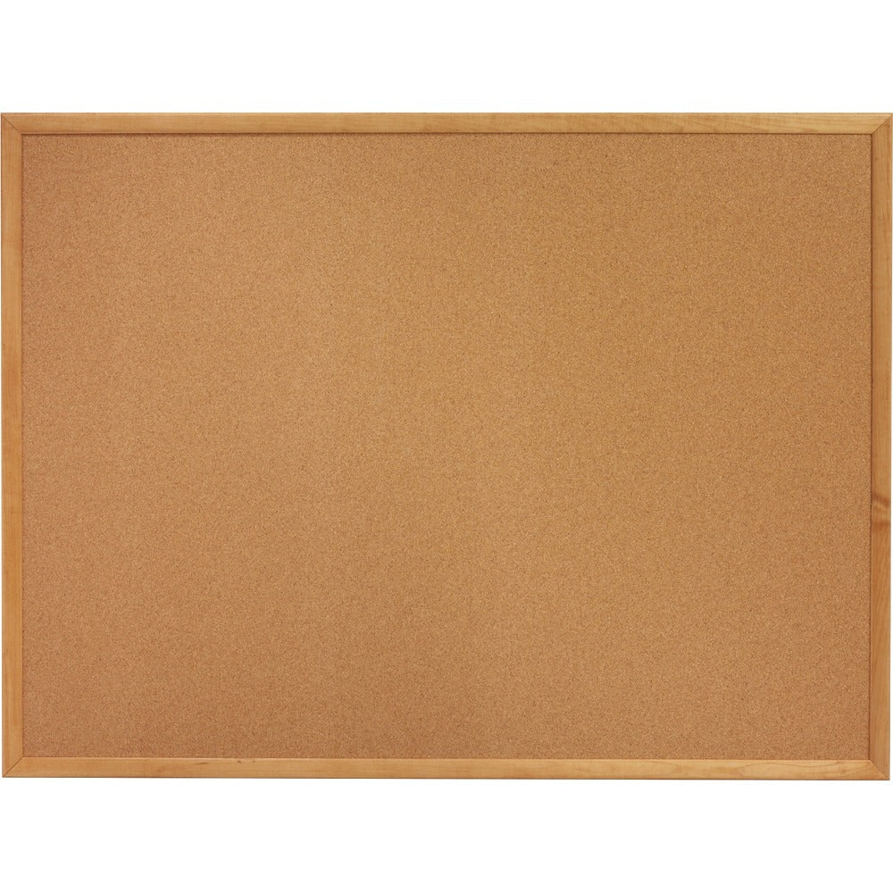 Lorell Cork Bulletin Board, 36in x 48in, Wood Frame With Oak Finish