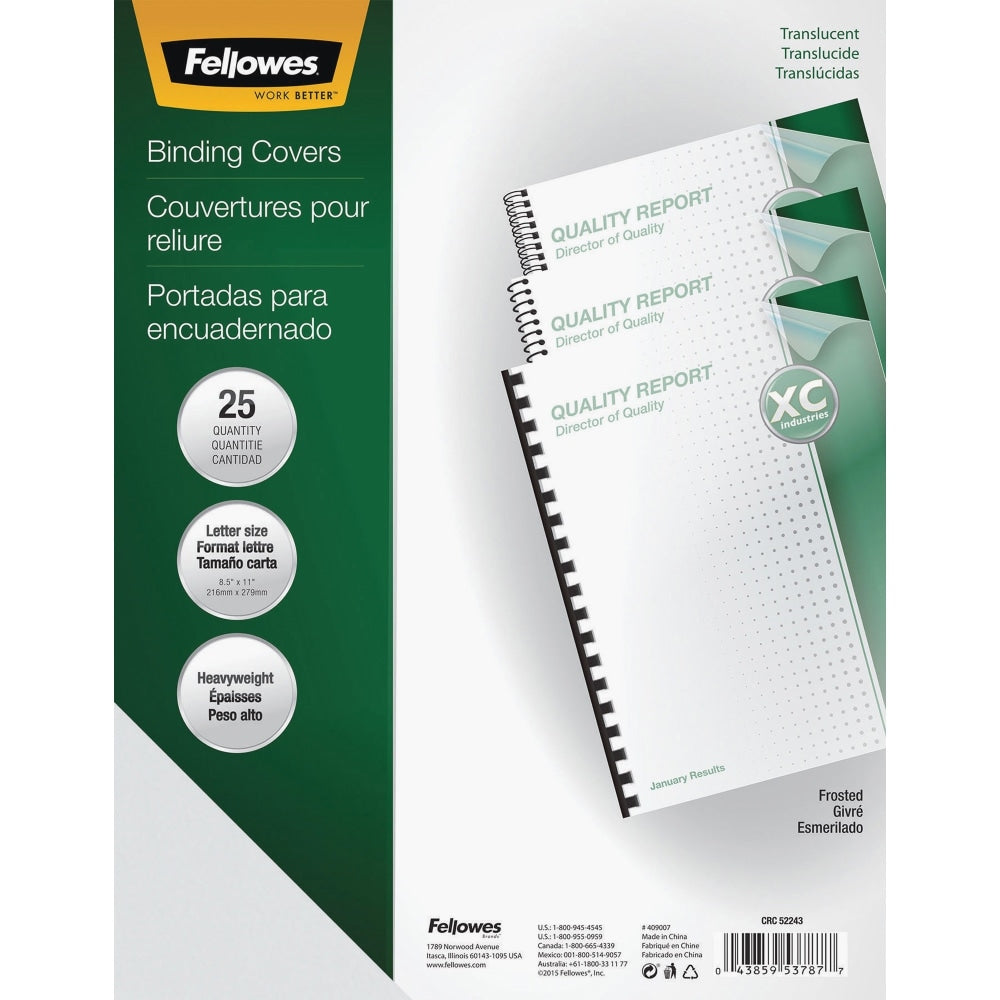 Fellowes Futura Premium Heavyweight Binding Covers, 8 1/2in x 11in, Frosted, Pack Of 25