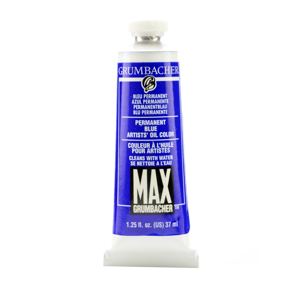 Grumbacher Max Water Miscible Oil Colors, 1.25 Oz, Permanent Blue (Ultramarine Blue), Pack Of 2