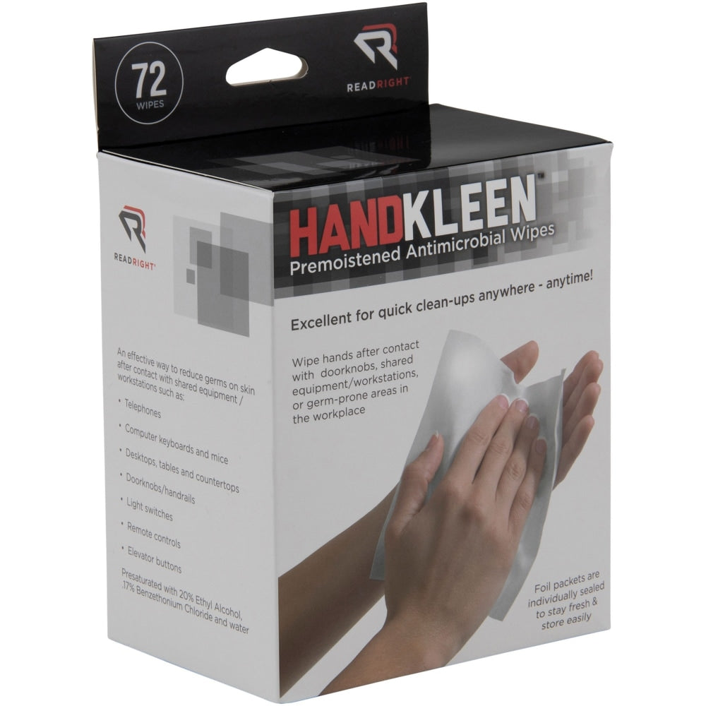 Read Right Handkleen Wipes - 5in x 7in - White - 72 / Box