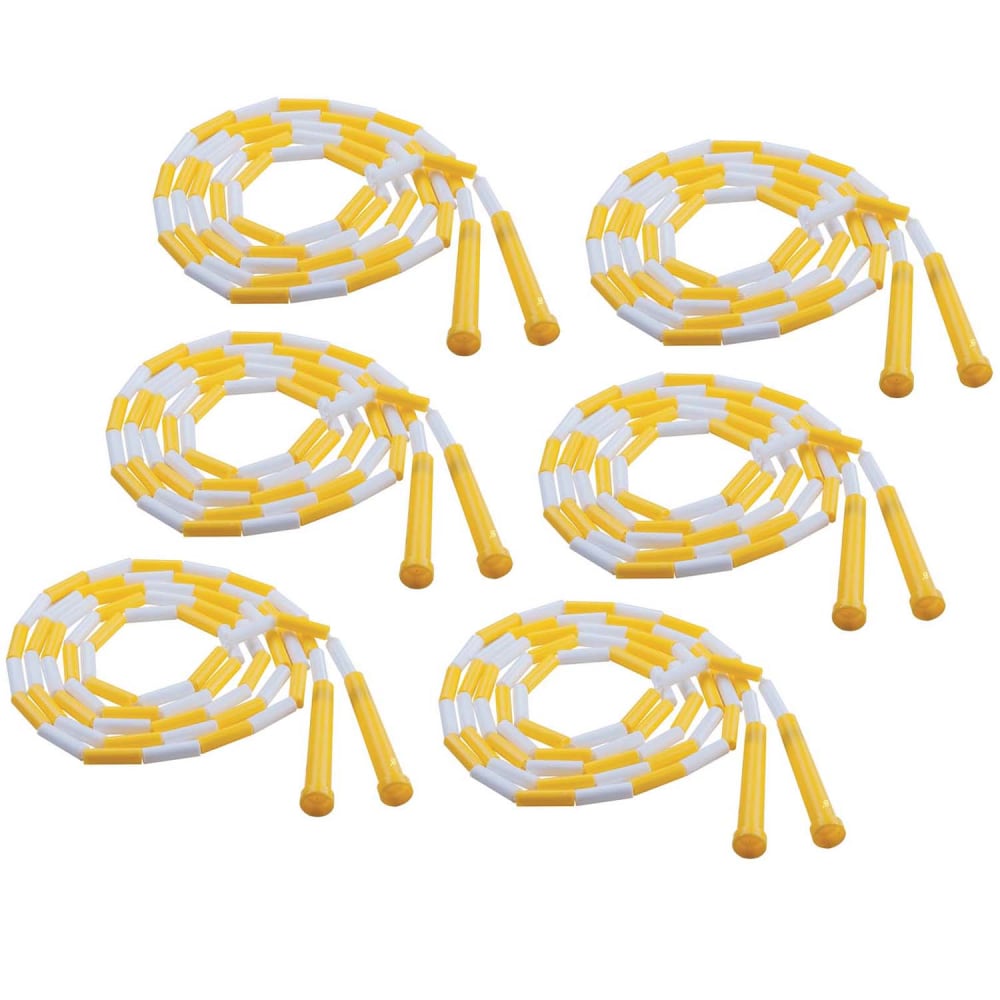 Champion Sports Plastic Segmented Jump Ropes, 8ft, Yellow/White, Pack Of 6 Jump Ropes