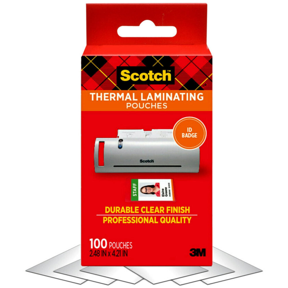 Scotch Thermal Laminating Pouches, 100 Laminating Sheets, 5 mil., Laminate Business Cards, Banners and Essays, Ideal Office or Back to School Supplies, Fits Business Card Size (2.32 in. x 3.7 in.) Paper