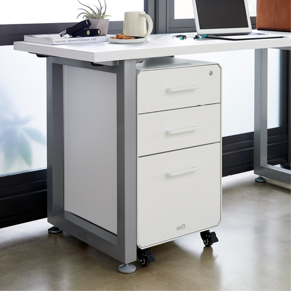 VARIDESK 20-5/8inD Vertical 3-Drawer Mobile File Cabinet, White