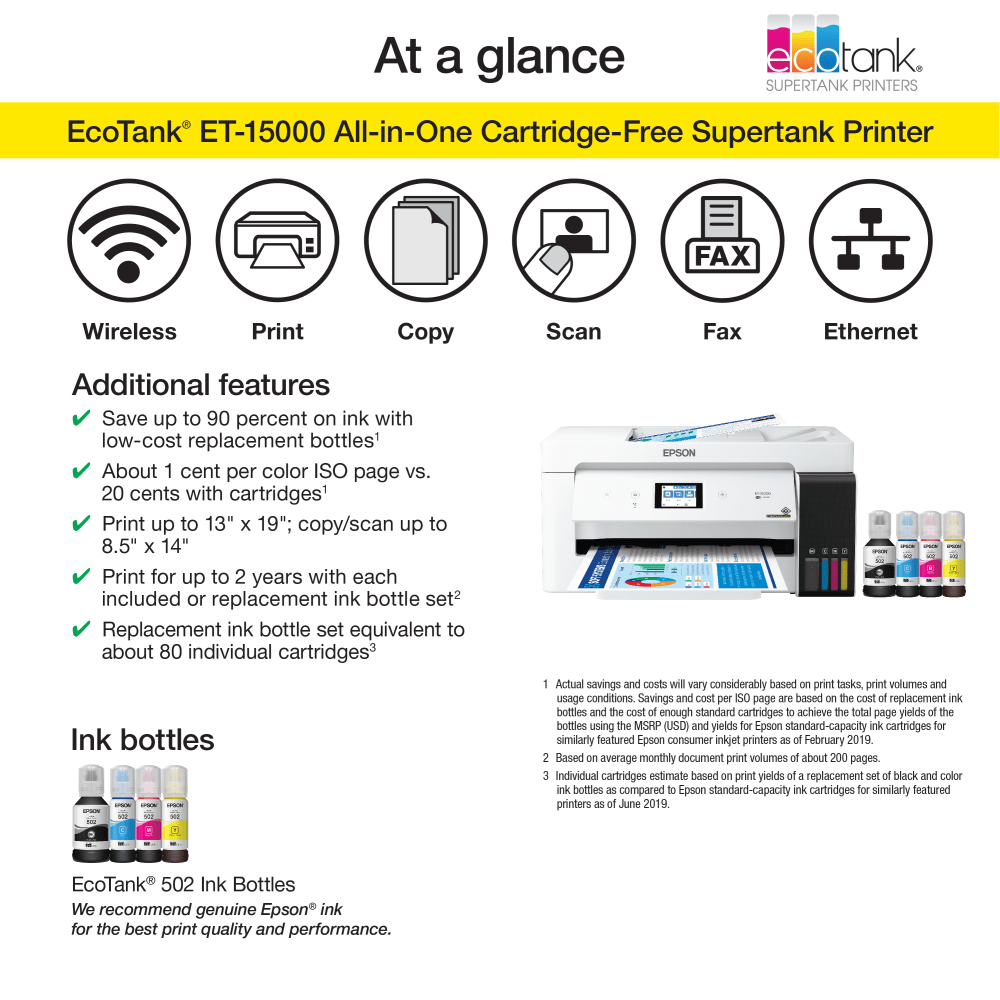 Epson EcoTank ET-15000 Supertank InkJet All-In-One Color Printer