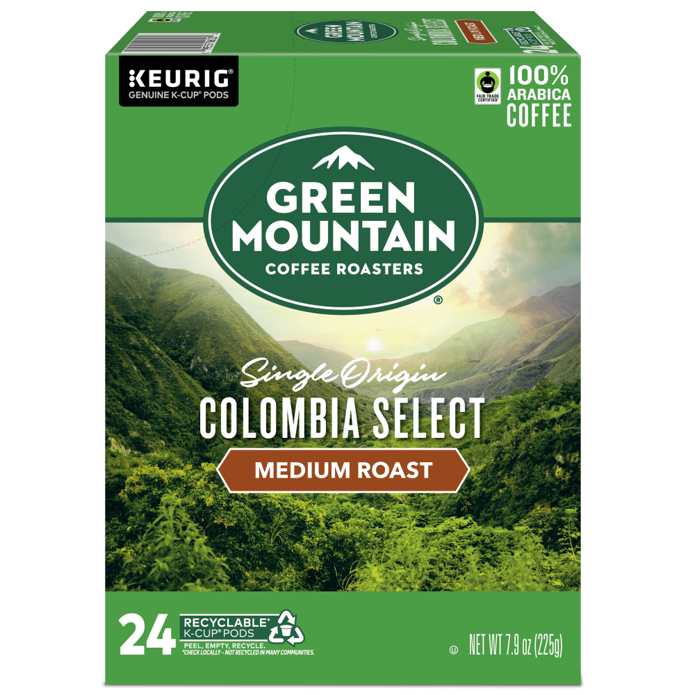 Green Mountain Coffee Single-Serve Coffee K-Cup Pods, Colombian Fair Trade Select, Carton Of 24