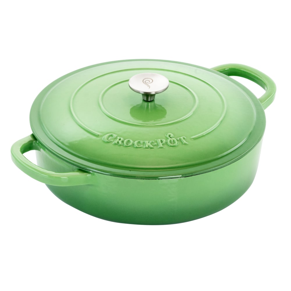 Crock-Pot Artisan 2-Piece Enameled Cast Iron Braiser Pan, 5 Quart, Pistachio Green