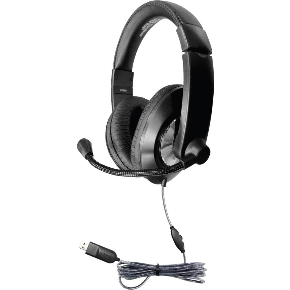 Ergoguys Hamilton Buhl Smart-Trek Deluxe Stereo Headset with In-Line Volume - Stereo - USB - Wired - 32 Ohm - 50 Hz - 20 kHz - Over-the-head - Binaural - Circumaural - 5 ft Cable - Omni-directional, Noise Cancelling Microphone - Black