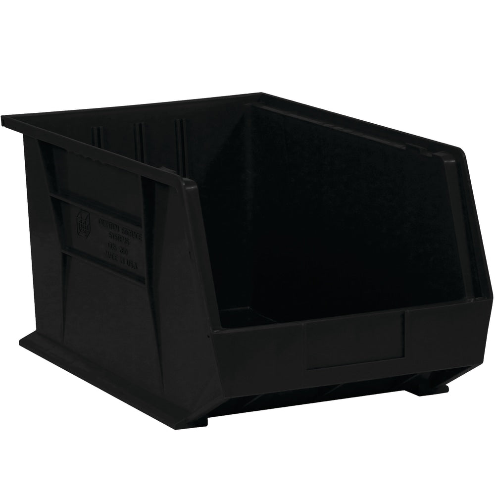 Partners Brand Plastic Stack & Hang Bin Boxes, Small Size, 5 3/8in x 4 1/8in x 3in, Black, Pack Of 24