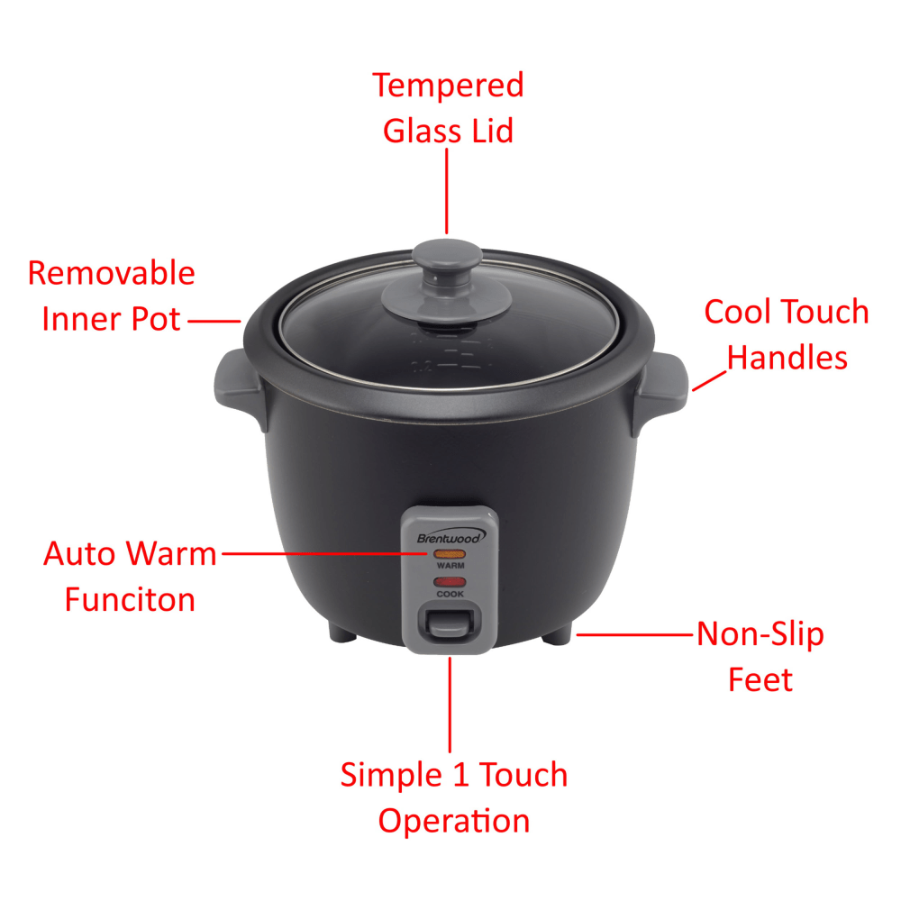 Brentwood 4-Cup Rice Cooker, Black