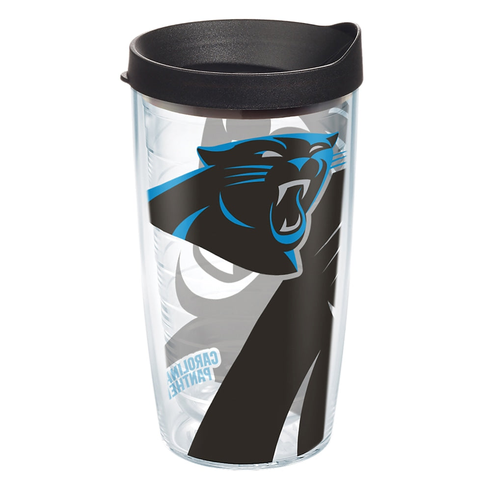 Tervis NFL Tumbler With Lid, 16 Oz, Carolina Panthers, Clear