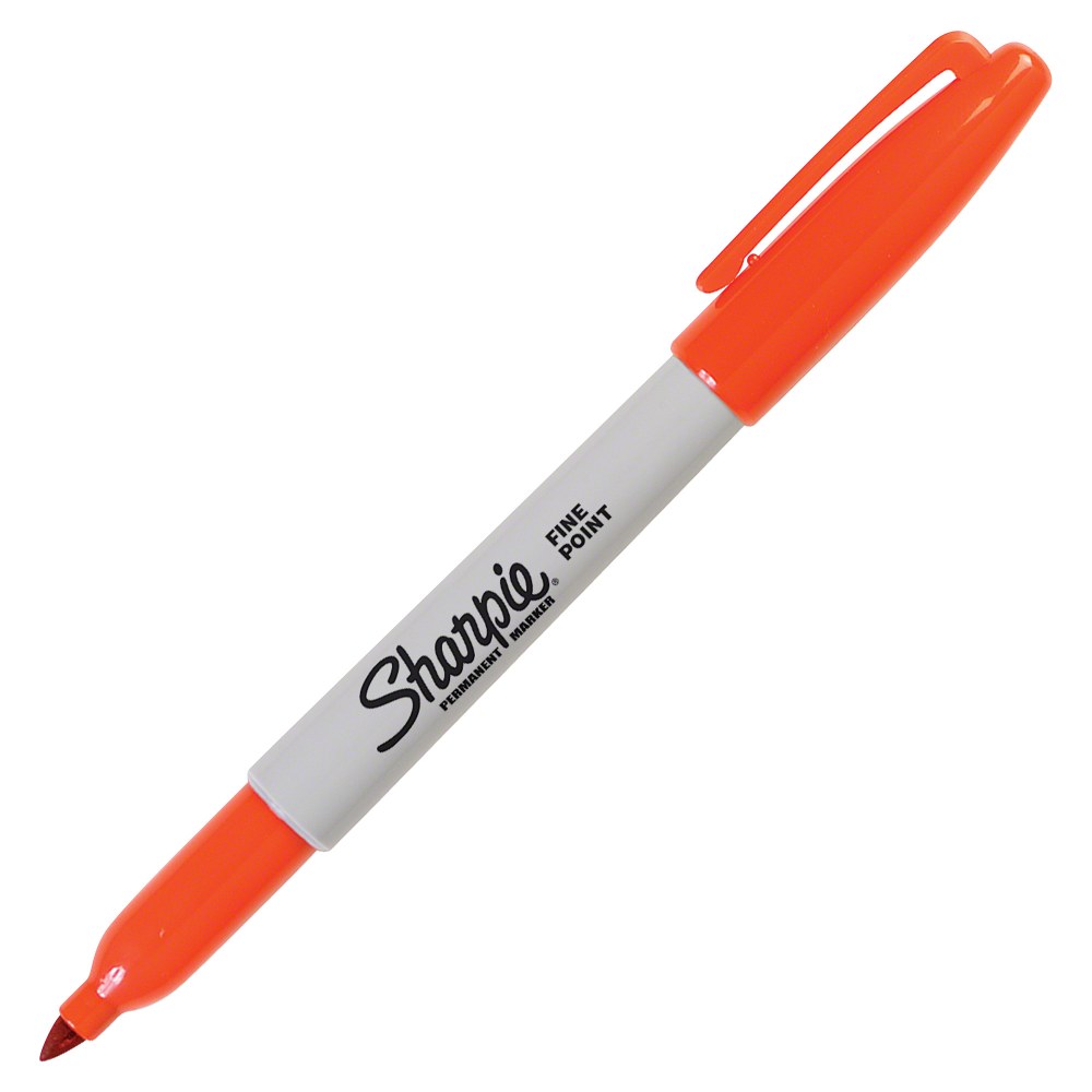 Sharpie Pen-Style Permanent Marker, Fine Point, Orange Ink, Pack Of 12 Pens