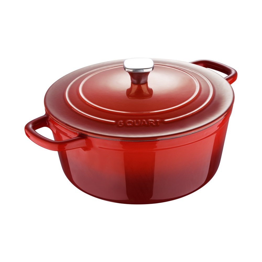 Masterpro Bergner 6-Quart Iron Dutch Oven With Lid, Red