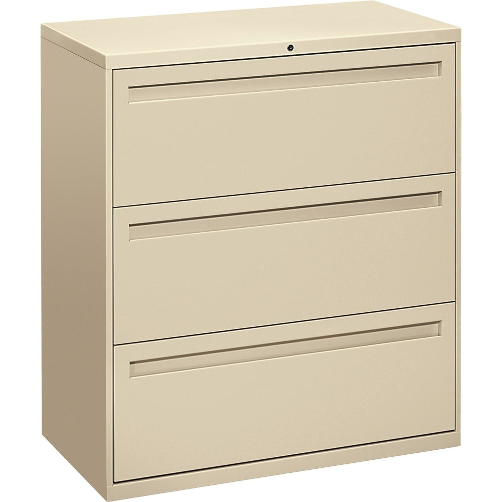 HON Brigade 700 36inW x 18inD Lateral 3-Drawer File Cabinet, Putty