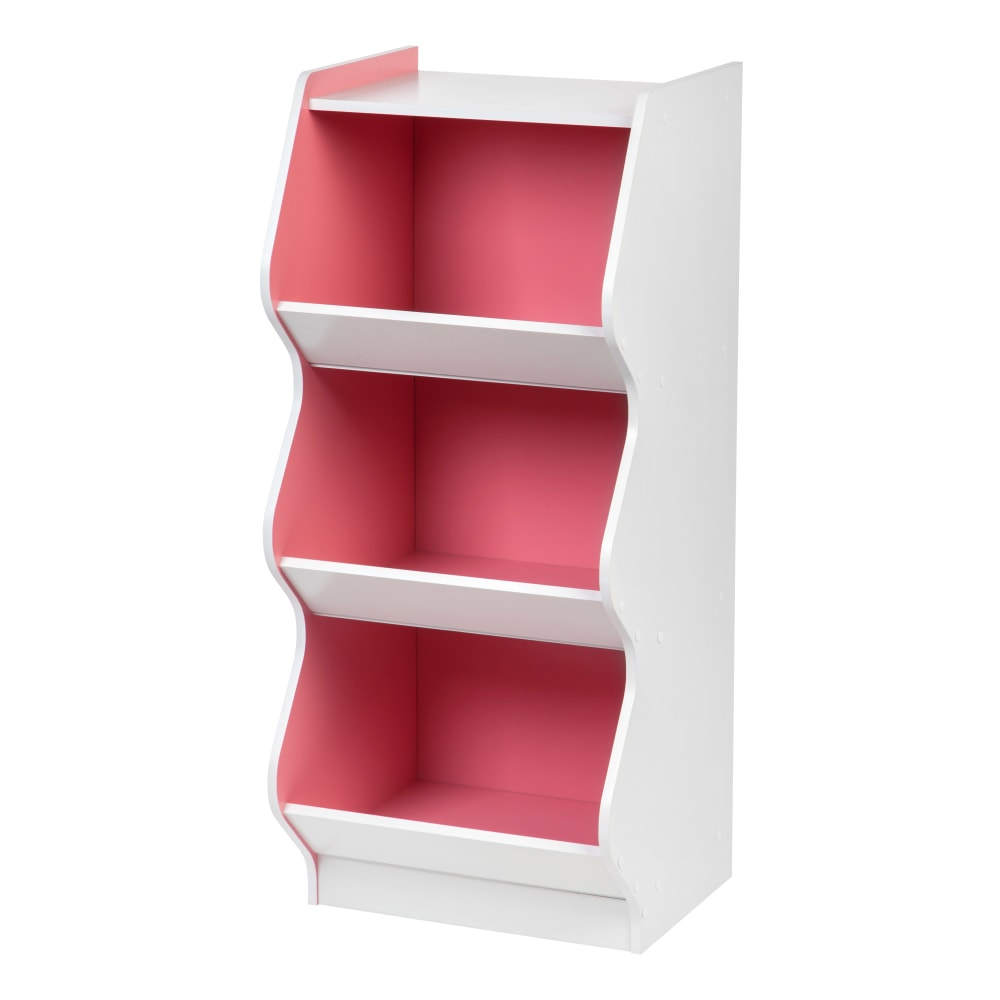 IRIS 38inH 3-Tier Storage Organizer-Shelf With Footboard, Pink/White