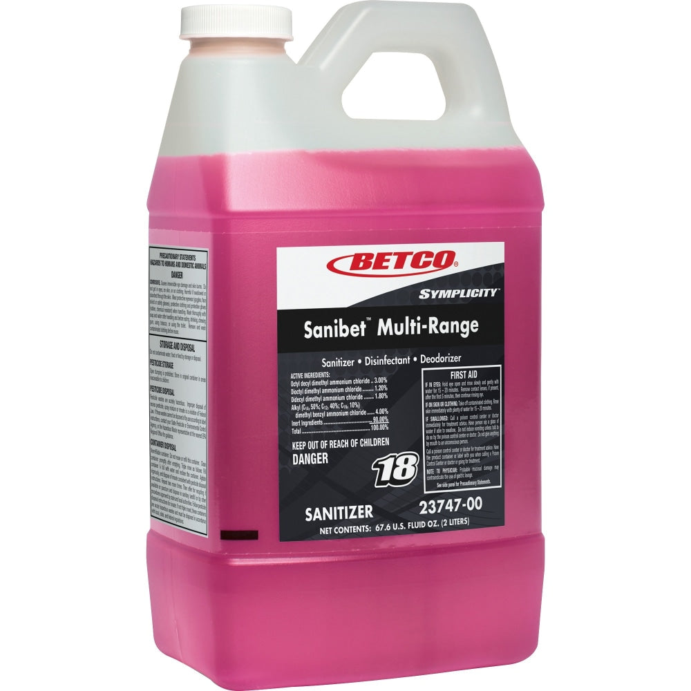 Betco Symplicity Sanibet Multi-Range Sanitzer, 67.6 Oz Bottle, Case Of 4