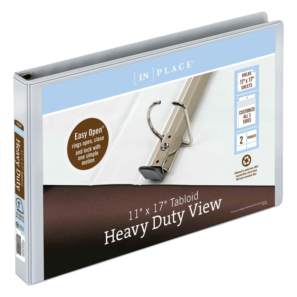 [IN]PLACE Heavy-Duty View 3-Ring Binder, 1in D-Rings, White