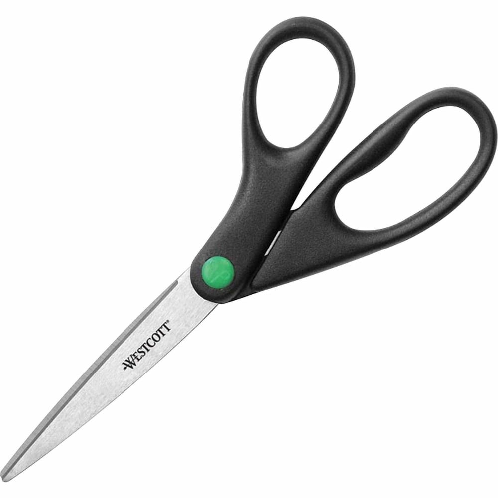 Westcott KleenEarth 8in Scissors, 70% Recycled, Pointed, Black